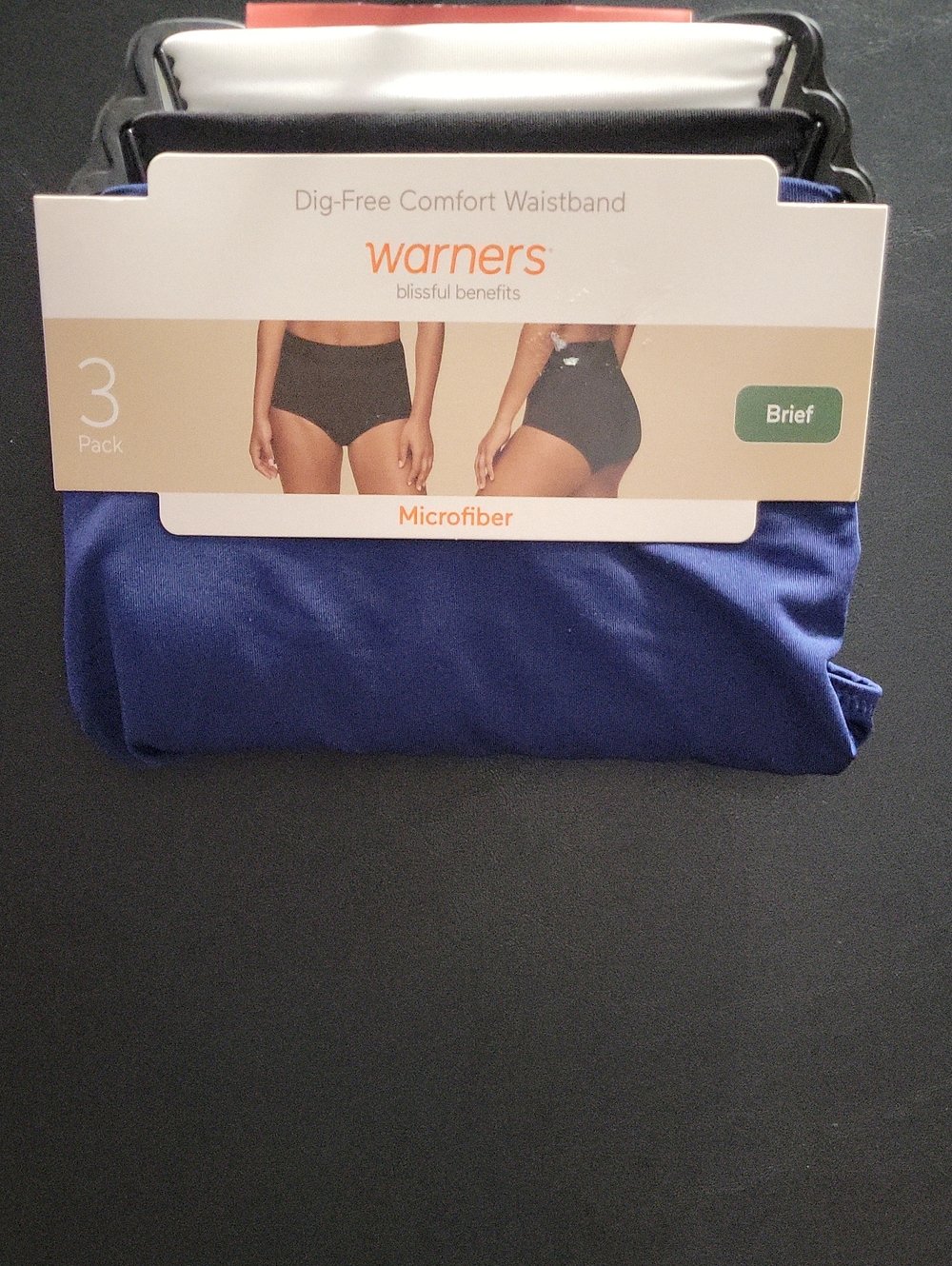 Warners Microfiber Briefs 3-Pack in Royal Blue (Plus Black & White) T15